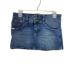 Bubblegum‎ Juniors Size 5/6 Distressed Denim Blue Jean Boho Mini Skirt